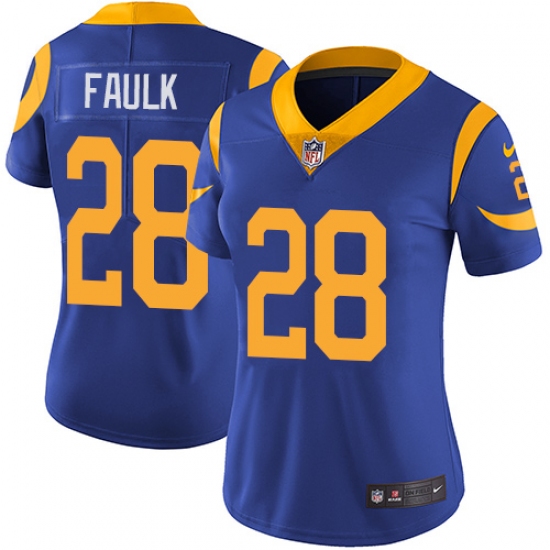 Women's Nike Los Angeles Rams #28 Marshall Faulk Elite Royal Blue Alternate NFL Jersey - Ujersey