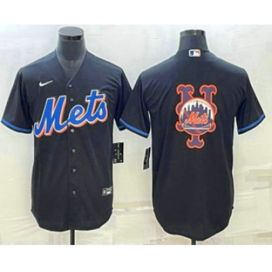 Men's New York Mets Big Logo Black Stitched MLB Cool Base Nike Jerseys - Ujersey