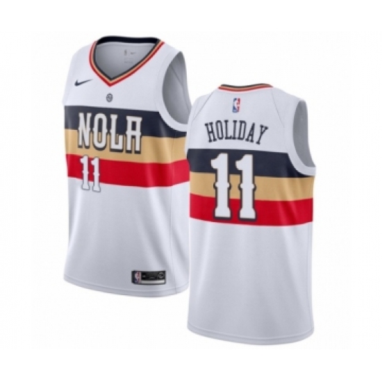 Men's Nike New Orleans Pelicans #11 Jrue Holiday White Swingman Jersey - Earned Edition - Ujersey