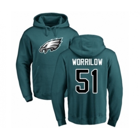 Philadelphia Eagles #51 Paul Worrilow Green Name & Number Logo Pullover Hoodie - Ujersey
