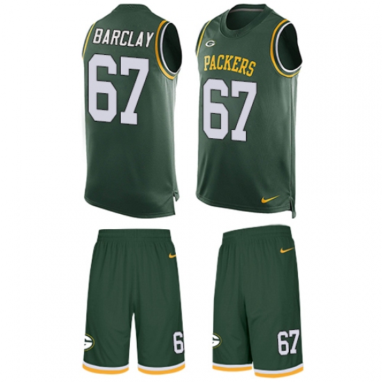Men's Nike Green Bay Packers #67 Don Barclay Limited Green Tank Top Suit NFL Jersey - Ujersey