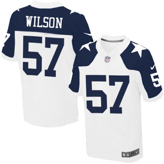 Men's Nike Dallas Cowboys #57 Damien Wilson Elite White Throwback Alternate NFL Jersey - Ujersey