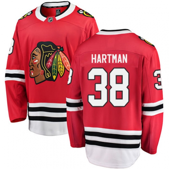 Men's Chicago Blackhawks #38 Ryan Hartman Fanatics Branded Red Home Breakaway NHL Jersey - Ujersey