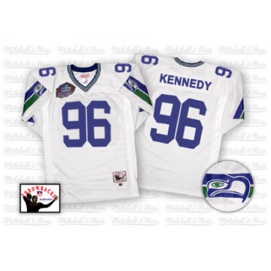 Mitchell And Ness Seattle Seahawks #96 Cortez Kennedy White Hall of Fame 2012 Authentic Throwback NFL Jersey - Ujersey