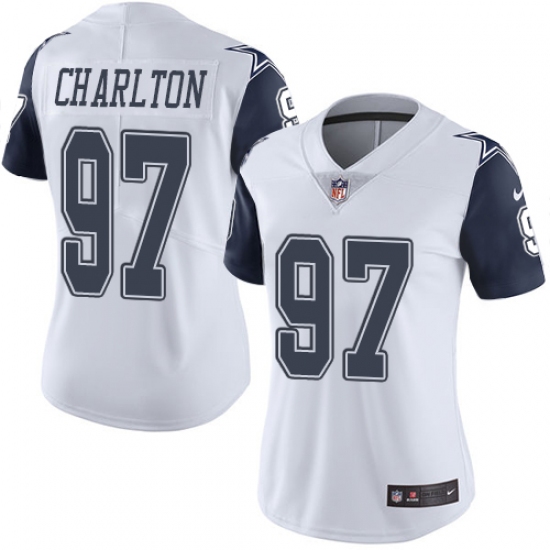Women's Nike Dallas Cowboys #97 Taco Charlton Limited White Rush Vapor Untouchable NFL Jersey - Ujersey