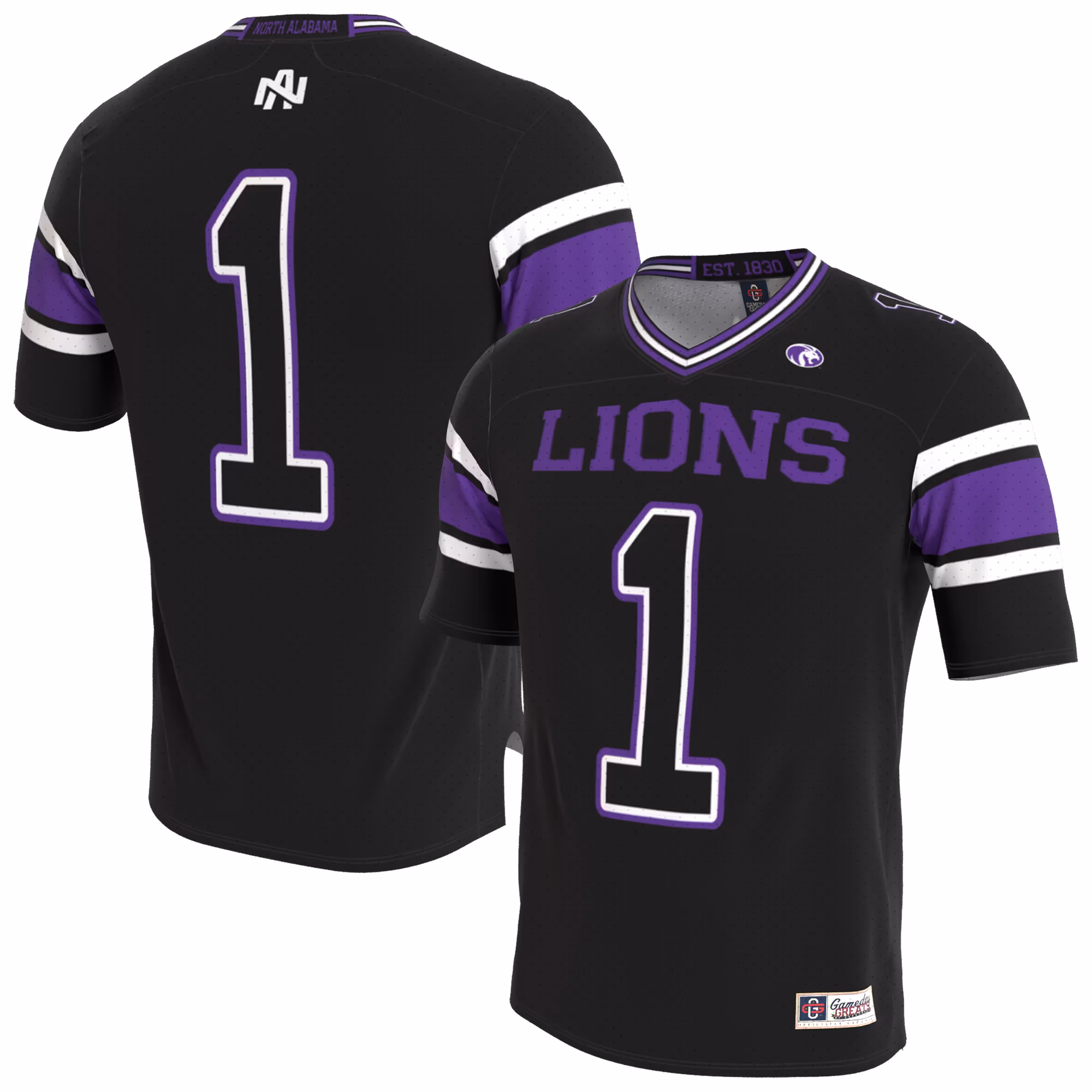Youth GameDay Greats Black North Alabama Lions Lightweight Collegiate Football Blackout Fashion Jersey - Ujersey