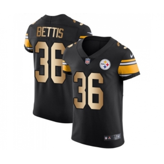 Men's Pittsburgh Steelers #36 Jerome Bettis Elite Black Gold Team Color Football Jersey - Ujersey
