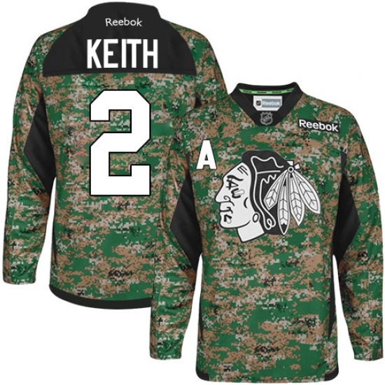 Youth Reebok Chicago Blackhawks #2 Duncan Keith Authentic Camo Veterans Day Practice NHL Jersey - Ujersey