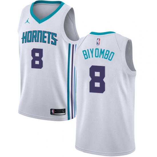 Men's Nike Jordan Charlotte Hornets #8 Bismack Biyombo Swingman White NBA Jersey - Association Edition - Ujersey