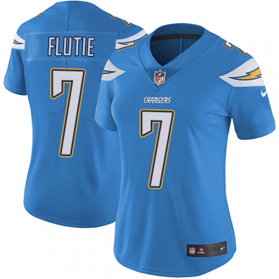 Women's Nike Los Angeles Chargers #7 Doug Flutie Electric Blue Alternate Vapor Untouchable Limited Player NFL Jersey - Ujersey
