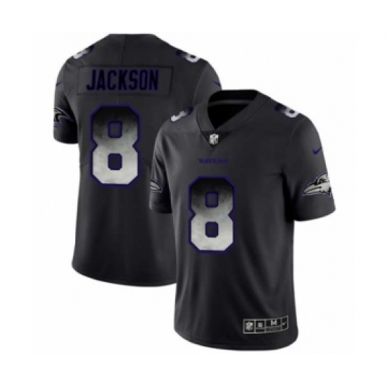 Men Baltimore Ravens #8 Lamar Jackson Black Smoke Fashion Limited Jersey - Ujersey