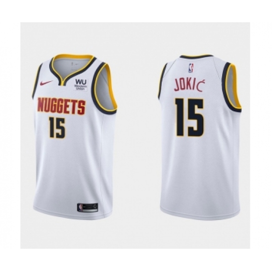 Men's Denver Nuggets #15 Nikola Jokic White 2019-20 Association Edition Stitched Jersey - Ujersey