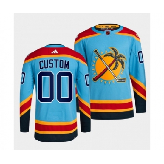 Men's Florida Panthers Custom Blue 2022 Reverse Retro Stitched Jersey - Ujersey