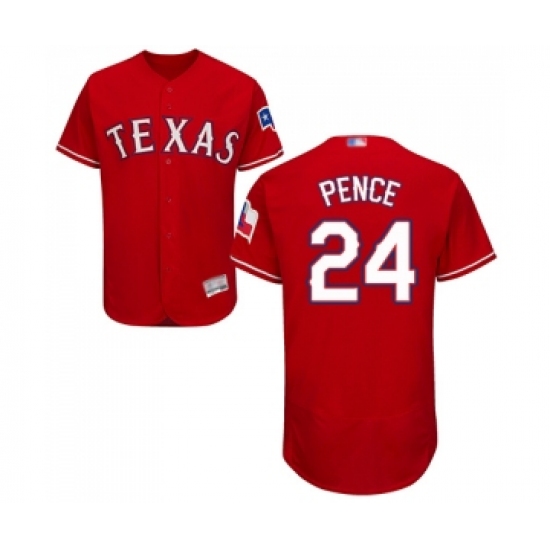 Men's Texas Rangers #24 Hunter Pence Red Alternate Flex Base Authentic Collection Baseball Jersey - Ujersey