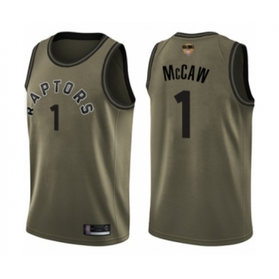 Men's Toronto Raptors #1 Patrick McCaw Swingman Green Salute to Service 2019 Basketball Finals Bound Jersey - Ujersey