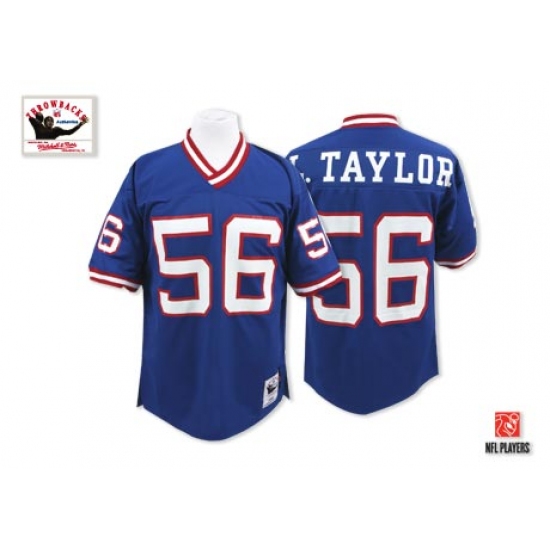 Mitchell and Ness New York Giants #56 Lawrence Taylor Blue Authentic Throwback NFL Jersey - Ujersey