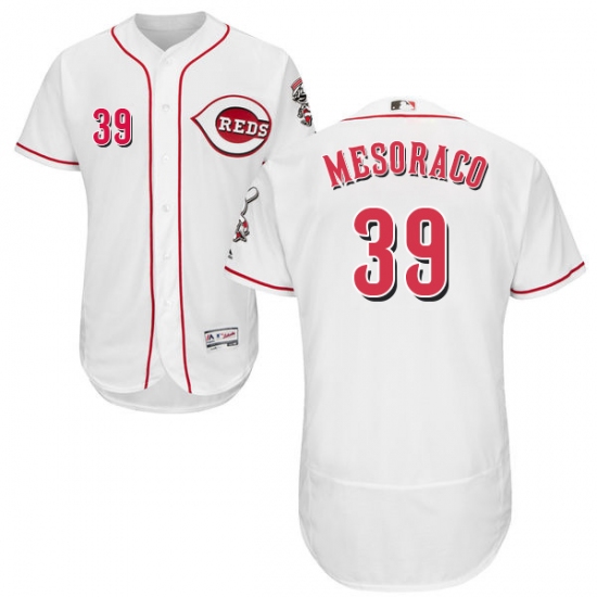 Men's Majestic Cincinnati Reds #39 Devin Mesoraco White Home Flex Base Authentic Collection MLB Jersey - Ujersey
