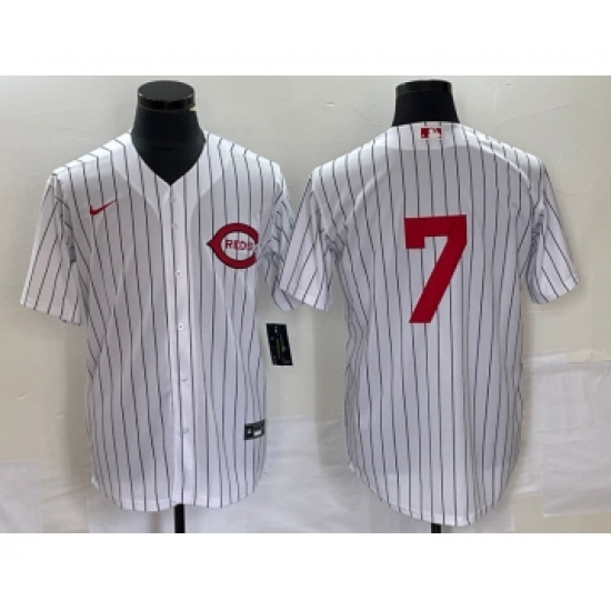 Men's Nike Cincinnati Reds #7 Spencer Steer White 2022 Field of Dreams Cool Base Jersey - Ujersey