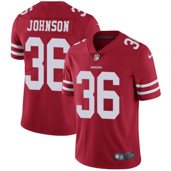 Youth Nike San Francisco 49ers #36 Dontae Johnson Red Team Color Vapor Untouchable Elite Player NFL Jersey - Ujersey