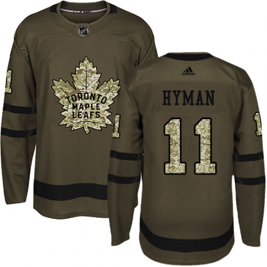 Men's Adidas Toronto Maple Leafs #11 Zach Hyman Authentic Green Salute to Service NHL Jersey - Ujersey