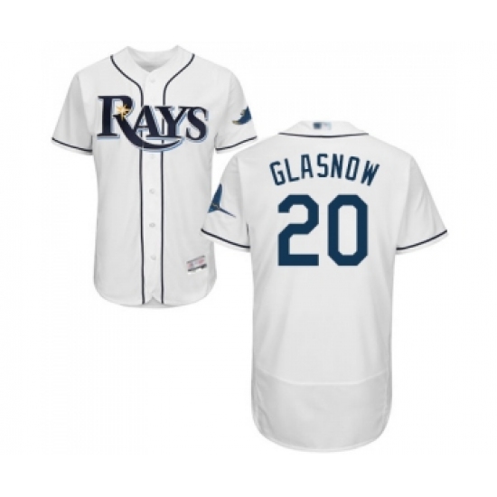 Men's Tampa Bay Rays #20 Tyler Glasnow Home White Home Flex Base Authentic Collection Baseball Jersey - Ujersey
