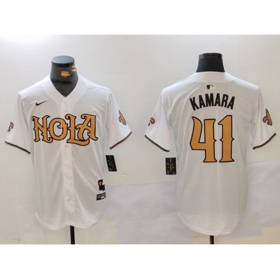 Men's New Orleans Saints #41 Alvin Kamara White Nola Baseball Jersey - Ujersey