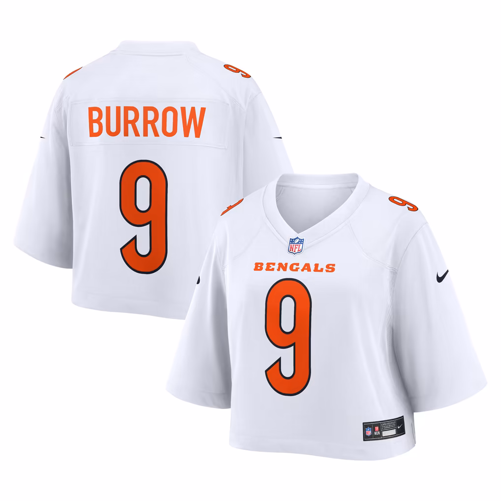 Women's Cincinnati Bengals Joe Burrow Nike White Cropped Fashion Game Jersey - U-jersey