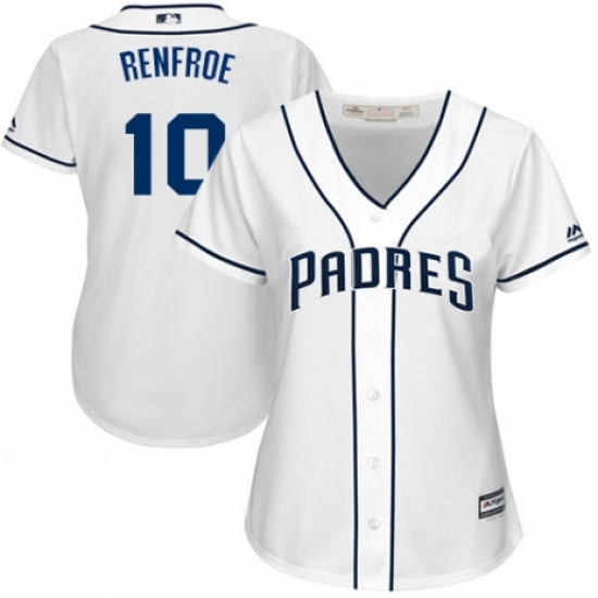 Women's Majestic San Diego Padres #10 Hunter Renfroe Authentic White Home Cool Base MLB Jersey - Ujersey