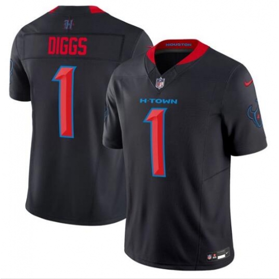 Men's Houston Texans #1 Stefon Diggs Navy 2024 2nd Alternate F.U.S.E Vapor Football Stitched Jersey - Ujersey