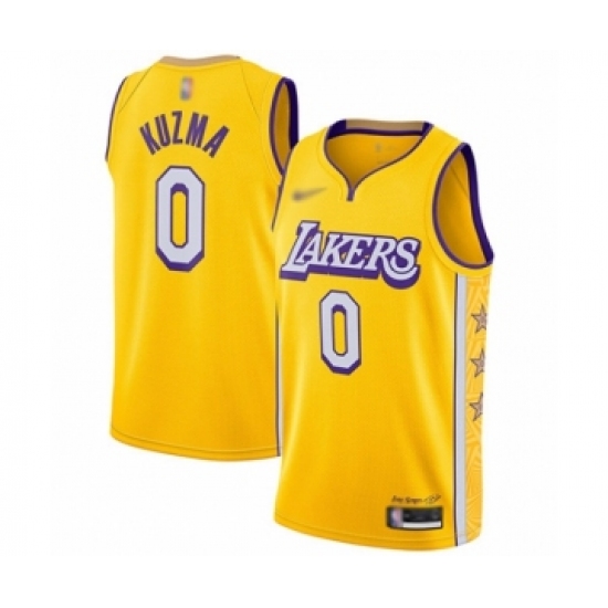Men's Los Angeles Lakers #0 Kyle Kuzma Swingman Gold 2019-20 City Edition Basketball Jersey - Ujersey