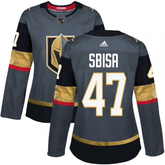 Women's Adidas Vegas Golden Knights #47 Luca Sbisa Authentic Gray Home NHL Jersey - Ujersey