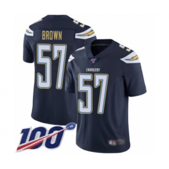 Men's Los Angeles Chargers #57 Jatavis Brown Navy Blue Team Color Vapor Untouchable Limited Player 100th Season Football Jersey - Ujersey