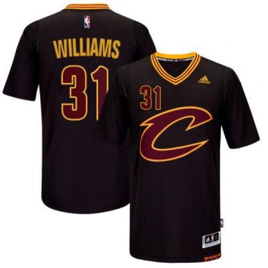 Men's Cleveland Cavaliers #31 Deron Williams adidas Black Sleeved Player Swingman Jersey - Ujersey