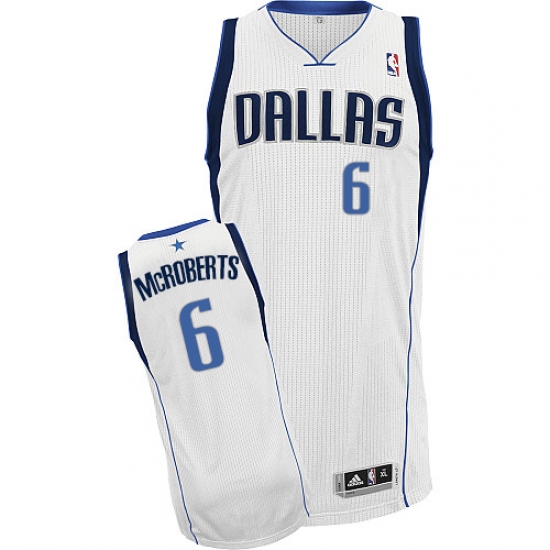 Men's Adidas Dallas Mavericks #6 Josh McRoberts Authentic White Home NBA Jersey - Ujersey