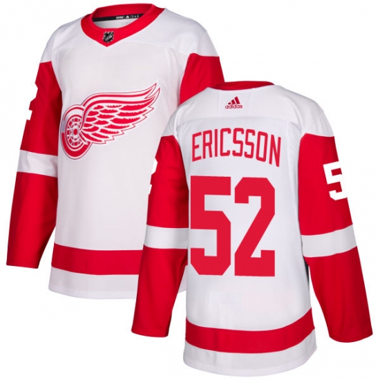 Men's Adidas Detroit Red Wings #52 Jonathan Ericsson Authentic White Away NHL Jersey - Ujersey