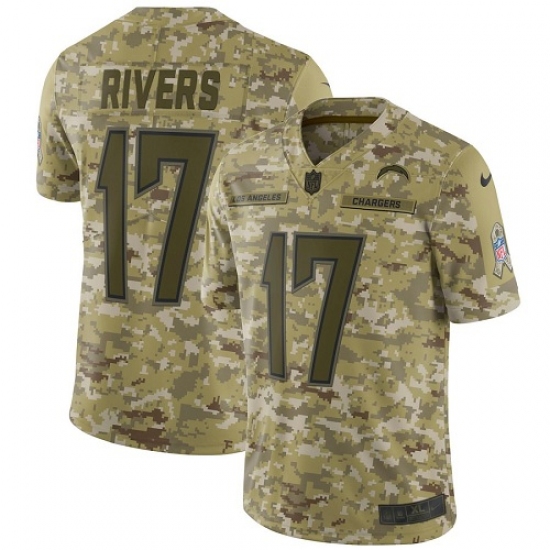 Youth Nike Los Angeles Chargers #17 Philip Rivers Limited Camo 2018 Salute to Service NFL Jersey - Ujersey