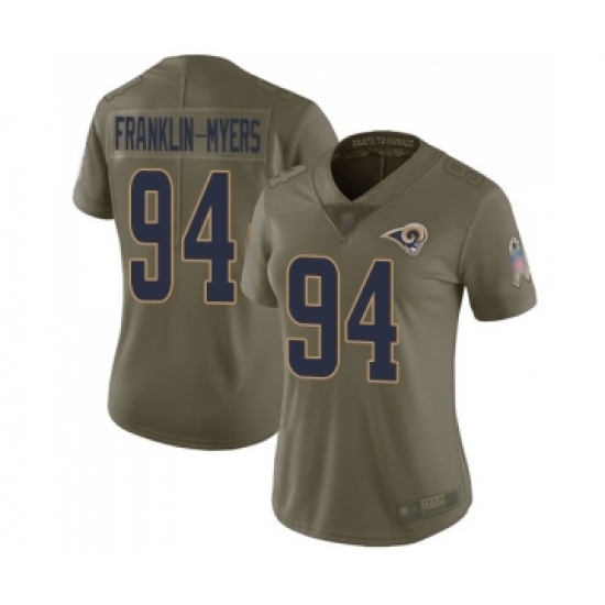 Women's Los Angeles Rams #94 John Franklin-Myers Limited Olive 2017 Salute to Service Football Jersey - Ujersey