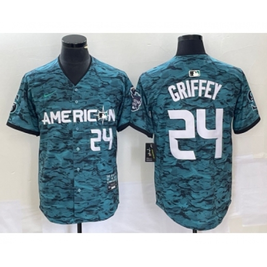 Men's Nike Seattle Mariners #24 Ken Griffey Number Teal 2023 All Star Cool Base Stitched Jersey2 - Ujersey