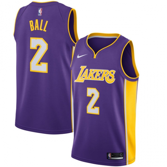 Youth Nike Los Angeles Lakers #2 Lonzo Ball Swingman Purple NBA Jersey - Statement Edition - Ujersey