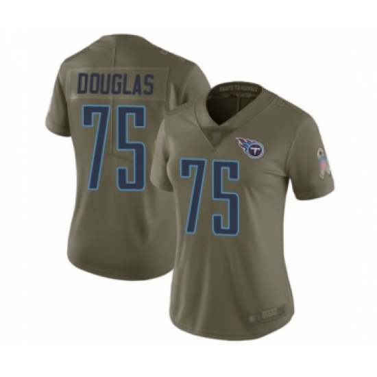 Women's Tennessee Titans #75 Jamil Douglas Limited Olive 2017 Salute to Service Football Jersey - Ujersey