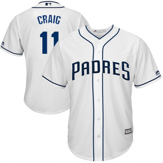 Men's Majestic San Diego Padres #11 Allen Craig Replica White Home Cool Base MLB Jersey - Ujersey
