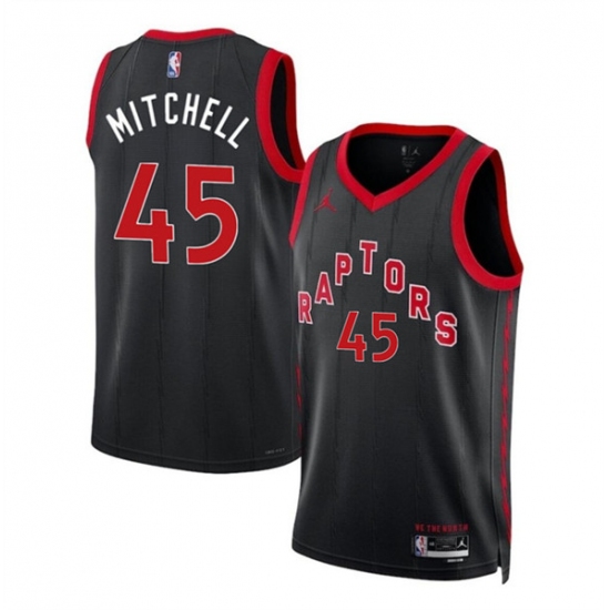 Men's Toronto Raptors #45 Davion Mitchell Black Statement Edition Stitched Basketball Jersey - Ujersey