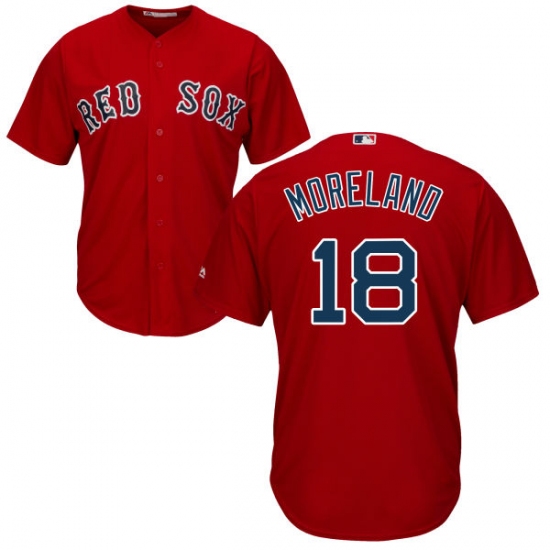 Youth Majestic Boston Red Sox #18 Mitch Moreland Authentic Red Alternate Home Cool Base MLB Jersey - Ujersey