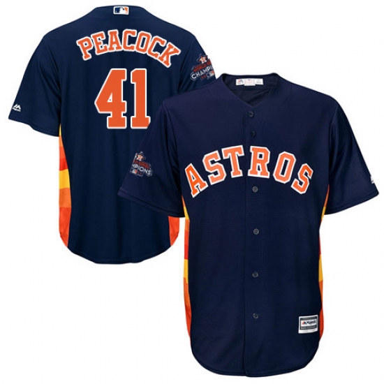 Youth Majestic Houston Astros #41 Brad Peacock Authentic Navy Blue Alternate 2017 World Series Champions Cool Base MLB Jersey - Ujersey