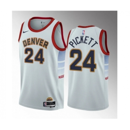 Men's Denver Nuggets #24 Jalen Pickett White 2023 Draft Icon Edition Stitched Basketball Jersey - Ujersey
