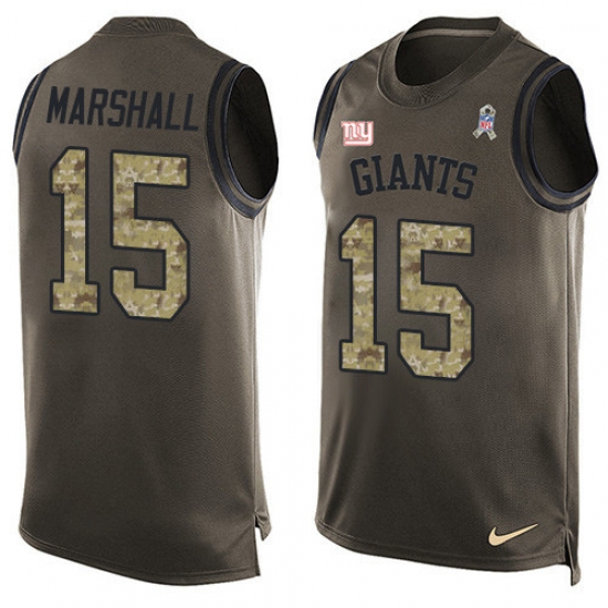 Men's Nike New York Giants #15 Brandon Marshall Limited Green Salute to Service Tank Top NFL Jersey - Ujersey
