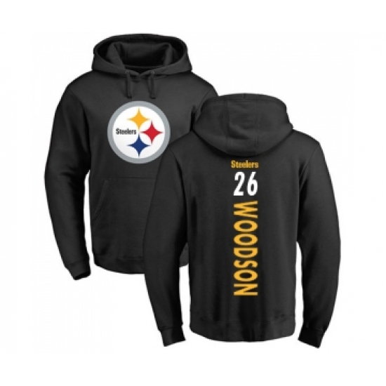 Football Pittsburgh Steelers #26 Rod Woodson Black Backer Pullover Hoodie - Ujersey