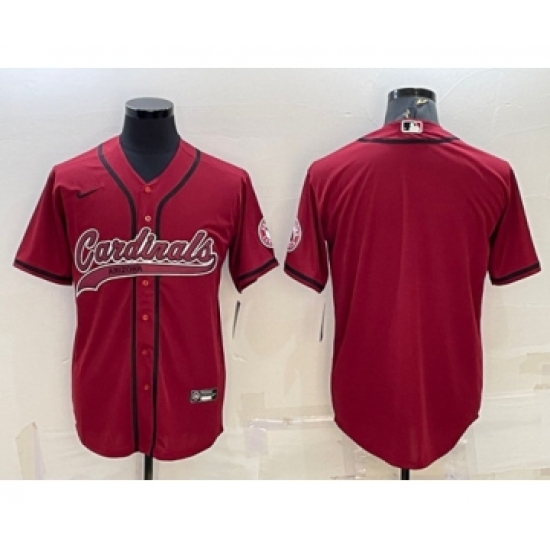 Men's Arizona Cardinals Blank Red With Patch Cool Base Stitched Baseball Jersey - Ujersey