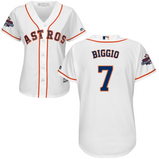 Women's Majestic Houston Astros #7 Craig Biggio Authentic White Home 2017 World Series Champions Cool Base MLB Jersey - Ujersey