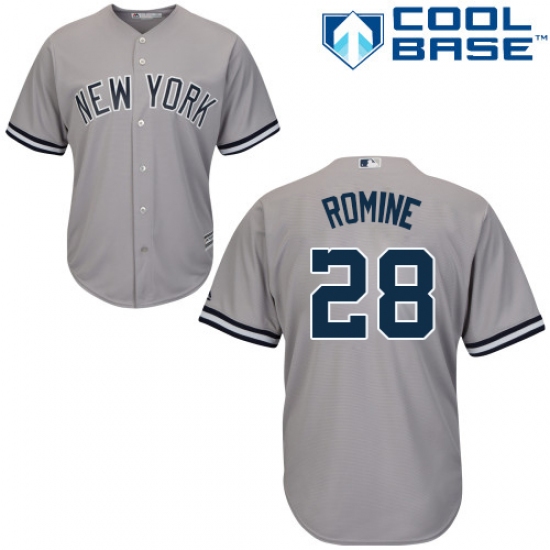 Men's Majestic New York Yankees #28 Austin Romine Replica Grey Road MLB Jersey - Ujersey